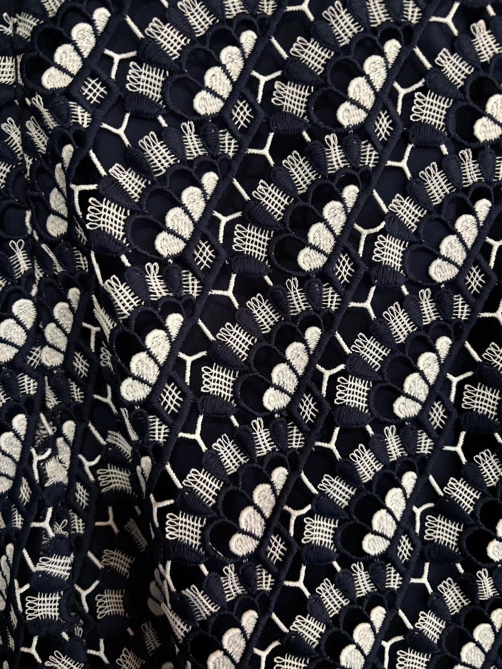 Shoshanna Kassia Navy & White Lace Pattern Flutter Sleeve Dress, size 10 - Picture 6 of 10